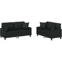 Syfax Ensemble de canapés 2 pcs avec coussins noir similicuir