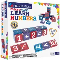 Magna-Tiles : Blocs de construction magnétiques, microMAGS : Apprendre les chiffres, 56 pièces