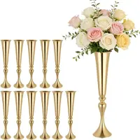 Vevor Vase de Mariage Métal Lot de 12 Vase de Centre de Table Hauteur 55 cm Support pour Compositions Florales