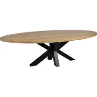 Zita Home Table de salle à manger, ovale, 260 cm, bois de manguier, naturel, piétement épais, scandinave, design moderne