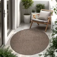 Paco Home In & Outdoor Tapis tissé plat uni moderne résistant aux intempéries pour terrasse cuisine Taille 80 cm Rond