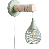 LEDKIA Lampe Murale Bois Et Métal Monah Vert Céladon