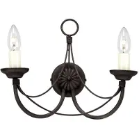 Elstead Lighting Applique murale avec bougeoir Carisbrooke, noire, 2xE14x60W, métal, dimensions : 27x34x13,5 cm, IP20, Elstead