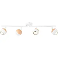 Brilliant SCAN Spot de plafond à LED 75 cm métal blanc / bois clair 4 flammes