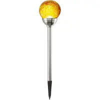 Star Trading Boule solaire à LED avec optique en verre brisé - Lampe de jardin - H : 45cm - Capteur crépusculaire - ambre