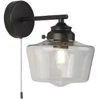 Searchlight School House Applique avec interrupteur à tirette noir verre clair