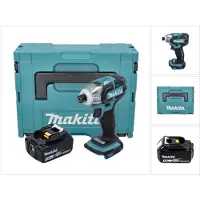 Makita DTS 141 T1J Visseuse à impulsions sans fil 18 V 40 Nm 1/4" Brushless + 1x batterie 5,0 Ah + Makpac - sans chargeur