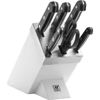 Zwilling Bloc à couteaux auto-affûtés, 7 pièces, blanc, couteaux et ciseaux en acier spécial inoxydable/manche en plastique, Gourmet