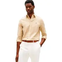 Tommy Hilfiger pour homme. MW0MW42455 Chemise décontractée beige (M), Casuel, Coton, Classique, Manche longue