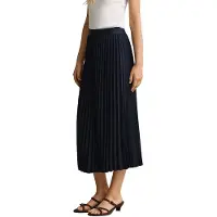 Gant pour femme. 4400169 Jupe midi plissée marine (34), Casuel, Classique, Polyester