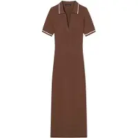 Armani Exchange pour femme. XW002244AF10352U6136 Robe polo midi marron (L), Casuel, Viscose, Manche courte