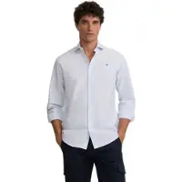 Silbon pour homme. S261020502329 Chemise de sport oxford à rayures horizontales bleu (L), Casuel, Coton, Manche longue
