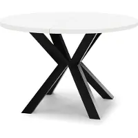 Dekori.Interiors Table ronde à rallonges pour salle à manger RAL avec pieds en bois, style loft, industriel, diamètre : 100 / 200 cm, couleur : blanc / noir