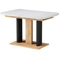 Vicco Table de salle à manger Fenaro Blanc/Chêne de force doré 120-160 x 80 cm 2 parties, Model 56592