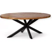 Zita Home Table de salle à manger, ovale, 220 cm, bois de manguier, naturel, scandinave, design moderne