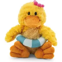 Nici Canard en peluche « Pooline » avec bouée, à tête branlante, jaune, 18 cm