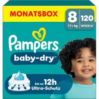 Pampers Couches Baby-Dry Taille 8 17 Kg+ Pack Mensuel 1x120 Pièces