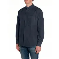 Replay pour homme. M4144.000.85486 Chemise en popeline de coton marine (S), Casuel, Classique, Manche longue