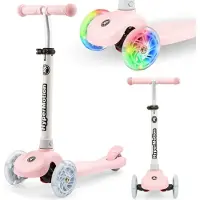 HyperMotion Trottinette pour enfants à trois roues avec LED - réglable en hauteur, à partir de 3 ans, Rose