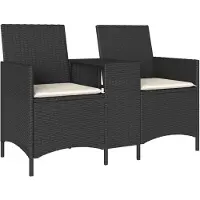 Syfax Canapé de jardin 2 places avec table et coussins résine tressée