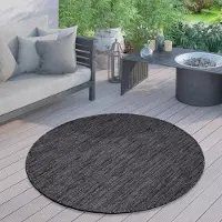Paco Home In & Outdoor Tapis Tissu plat uni moderne résistant aux intempéries pour terrasse cuisine Motif uni Taille 200 cm Rond