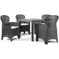 Ipae Pro Garden Table De Jardin Bali Noire Compacte, Résistante Et Empilable -