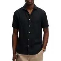 Superdry pour homme. M4011104A Chemise Riviera Navy (M), Casuel, Lin, Manche courte, Marine
