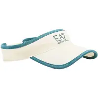 EA7 pour femme. 7W000797_AF13034 Visière de tennis à logo brodé en blanc cassé (OSFA), Sport, Coton, Tennis/Padel