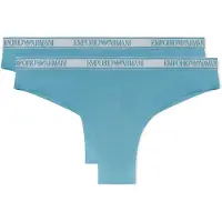 Emporio Armani pour femme. EW000404_AF19028 Lot de 2 tongs Iconic Microfiber turquoise (XS), Bleu, Homewear, Polyamide