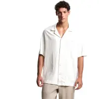 Emporio Armani pour homme. EM000593_AF20590 Chemise de plage blanche (L), Casuel, Lin, Viscose, Manche courte