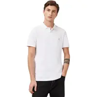 AllSaints pour homme. M075PB Polo Reform blanc (M), Casuel, Coton, Manche courte
