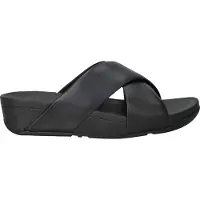FitFlop Lulu Leather Cross Slides Open Teen - Zwart - Maat 39