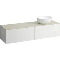 Laufen Il Bagno Alessi Élément à tiroirs, 1 trou pour robinet, plaque de pierre Calce Avorio, découpe à droite, 160x50x37cm, pour vasque de toilette H81897 5, H4313560979901