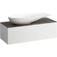 Laufen Il Bagno Alessi Élément à tiroirs, plateau en pierre Marrone Naturale, découpe à gauche, 120x50x37cm, pour vasque de toilette H81897 4, H4323220979991