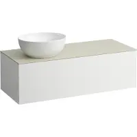 Laufen Il Bagno Alessi Élément à tiroirs, plateau en pierre Calce Avorio, découpe à gauche, 120x50x37cm, pour vasque de toilette H81897 5, H4313120979901