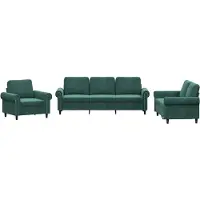 vidaXL Ensemble de canapés 3 pièces avec coussins vert foncé velours
