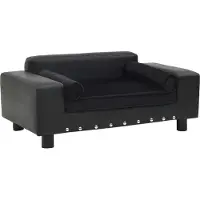 DKD Home Decor Canapé pour chien Noir 81x43x31 cm Peluche et similicuir