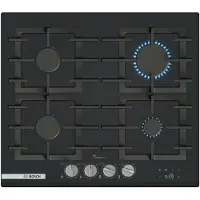 Bosch Serie 8 PRP6A6H40, Table de cuisson à gaz, 60 cm, verre trempé, noir