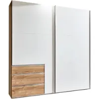 Fresh To Go Armoire à portes coulissantes Level, 200 x 65 x 216 cm, chêne planches, blanc