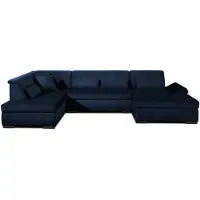 Best Mobilier Vermont - canapé panoramique d'angle gauche - 7 places - XXL - en velours , Bleu nuit