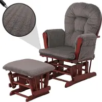 Mendler Fauteuil relax HWC-C76, fauteuil à bascule Fauteuil oscillant avec pouf Tissu Velours 320g/m² Öko-Tex gris foncé Bâti foncé