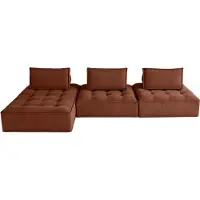 Best Mobilier Lisa Design Marisol - canapé d'angle modulable 4 places - velours texturé , Terracotta