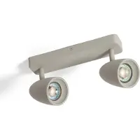 LEDKIA Plafonnier Aluminium Rectangulaire Adrien 2 Spots Gris Pierre