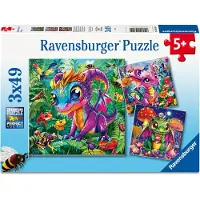 Ravensburger Puzzle « Jardin des bébés et des dragons » - 3 x 49 pièces