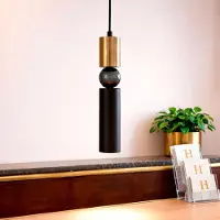 LEDKIA Suspension Métal Et Verre Luyo Noir Mat