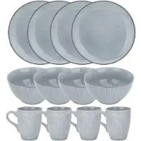 Intirilife 4x Set De Vaisselle En Gris Pour Le Petit-Déjeuner Le Déjeuner Et Le Dîner