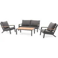 Dcb Garden Salon de jardin 5 pl en alu et plateau composite