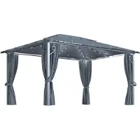Syfax Tonnelle avec rideau et lumières LED 4x3 m Anthracite Aluminium