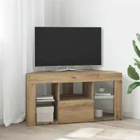 Prolenta Meuble TV d'angle exclusif - LED - 100 x 40 x 50 cm - Bois stratifié imitation chêne massif
