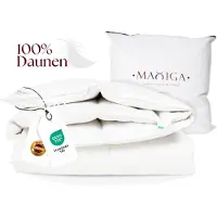Maxiga couette d'hiver en duvet 155x220 - 100% duvet d'oie, extra chaud 2000g, respirant & lavable, OEKO-TEX, hypoallergénique
